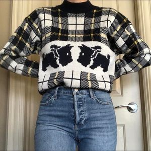 Vintage knit mock neck dog sweater
